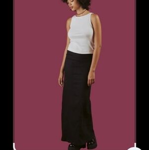 UNIF THE NETTO MAXI SKIRT BLACK BLEND OF LINEN & RAYON LOW RISE NWT SZ MEDIUM
